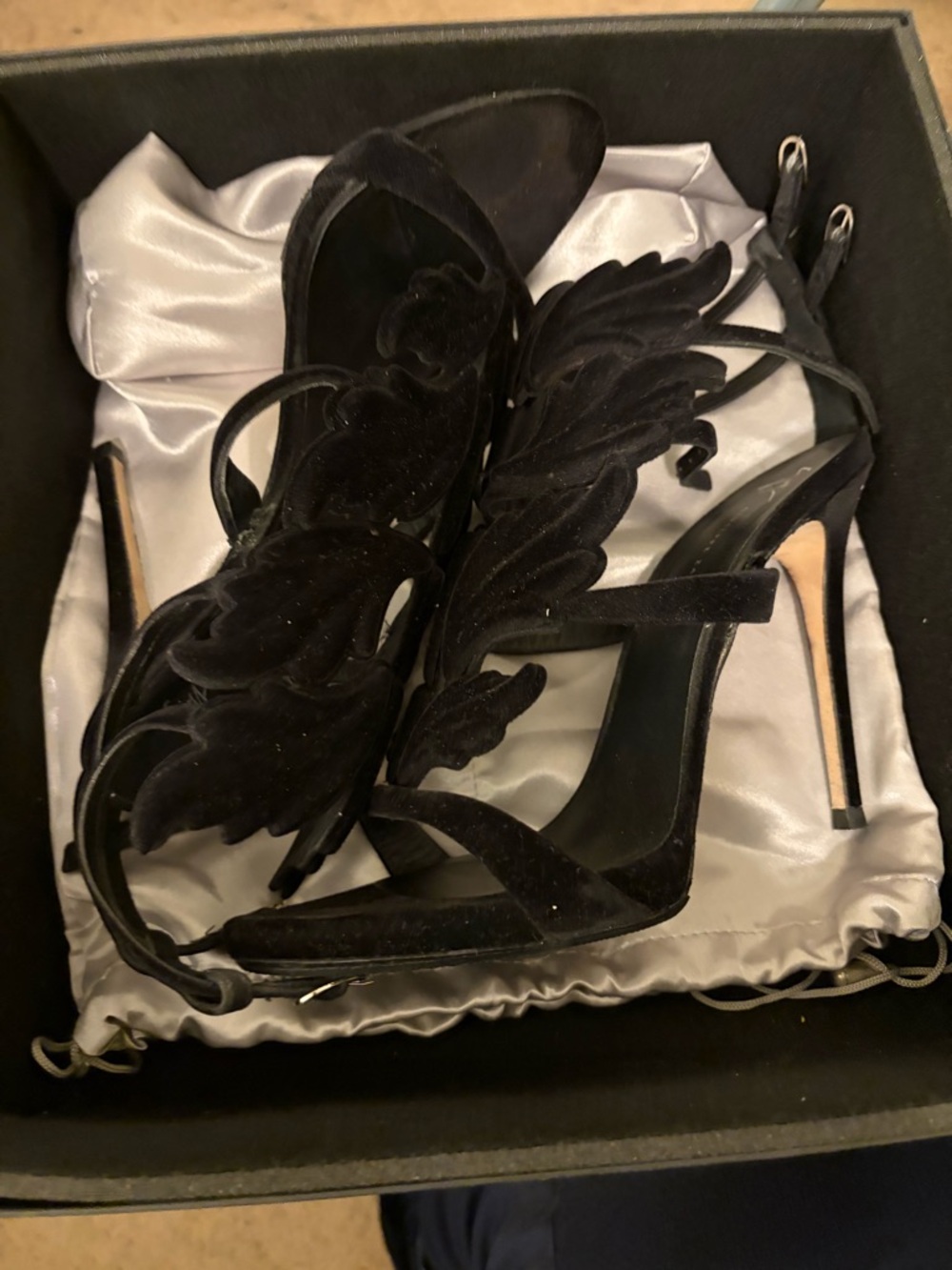 Giuseppe Zanotti Cruel Summer Heels Black Suede/Velvet Size 42/12 - Picture 3 of 8